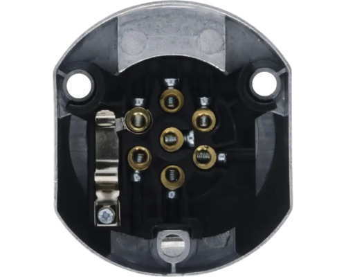 Innenansicht einer Anhängersteckdose mit sieben Polen