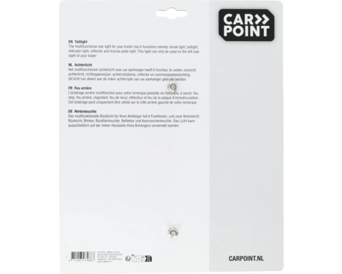 Carpoint Rücklichtverpackung mit Informationen zu Funktionen und Verwendung