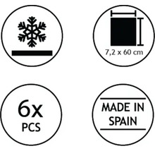 Symboles de résistance au gel, dimension 7,2 x 60 centimètres, 6 pièces, fabriqué en Espagne