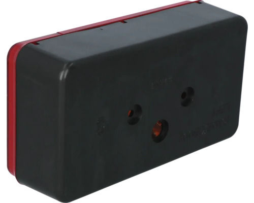 Rückansicht eines rechteckigen LED-Rücklichts aus Kunststoff für Anhänger