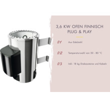 Finnischer 3,6 kW Saunaofen mit Edelstahlgehäuse