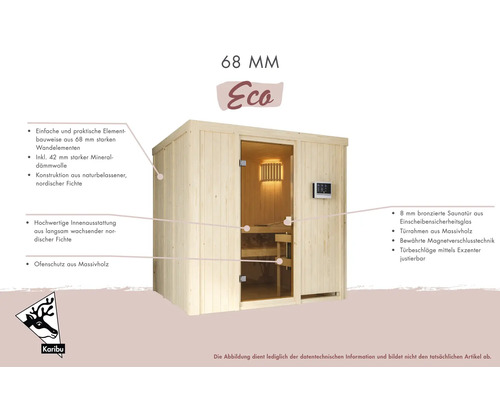 Sauna en épicéa nordique avec porte en verre et panneau de commande numérique