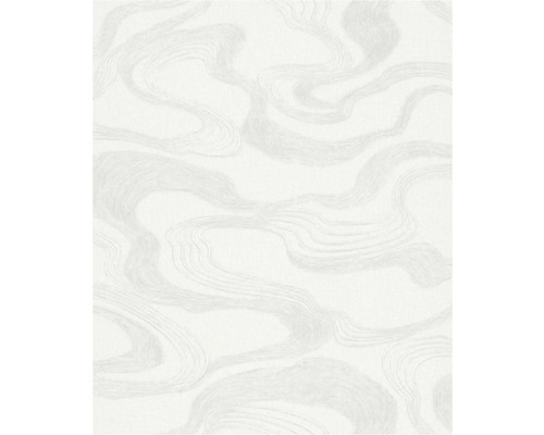 Papier peint intissé 34534 Kumano abstrait blanc Papier peint blanc avec motif ondulé