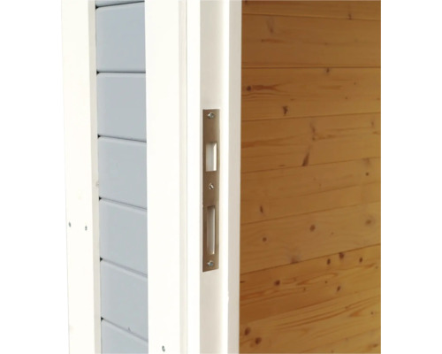 Vue détaillée d''une serrure sur une porte en bois