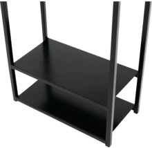 Étagère en métal noir avec deux tablettes pour le rangement