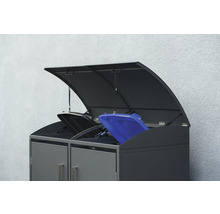 Box à ordures avec deux poubelles et couvercle ouvert