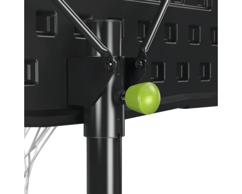 Vue détaillée du panier de basket avec réglage de la hauteur