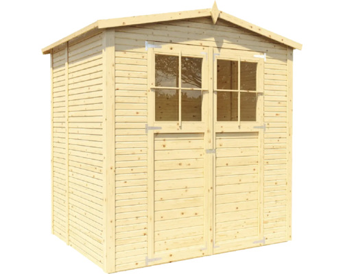 Abri de jardin en bois avec double porte et fenêtres