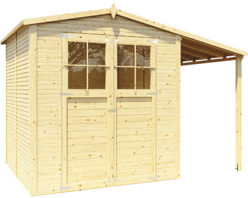 Gartenschuppen aus Holz mit Doppeltür und Vordach
