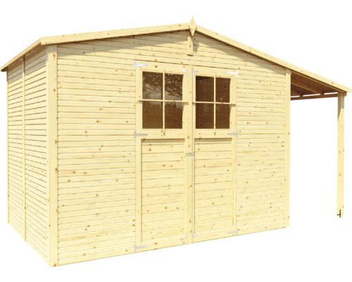 Holzgartenhaus mit Doppeltür und Überdachung