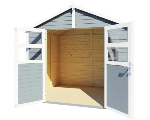 Abri de jardin ouvert en bois avec double porte