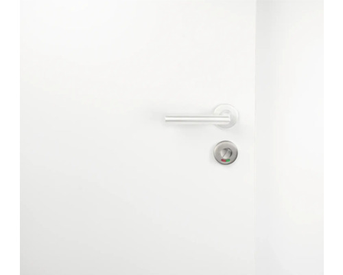 Porte blanche avec poignée et serrure avec indicateur d''occupation