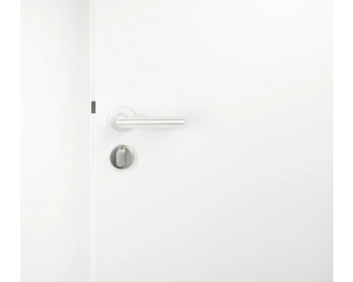 Porte intérieure blanche avec poignée et serrure argentées