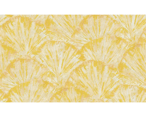 Papier peint intissé jaune avec motif abstrait