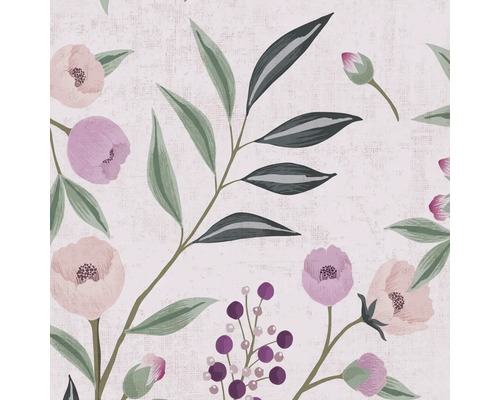 Blumenmuster mit Blättern und Beeren auf hellem Hintergrund