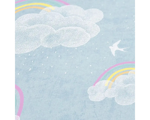 Papier peint avec motif de nuages, d''arc-en-ciel et d''oiseau