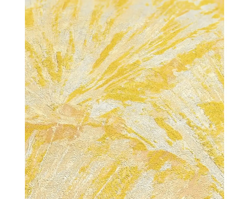 Papier peint structuré jaune avec motif abstrait