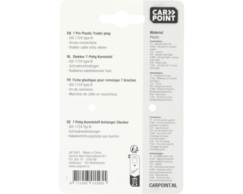 Carpoint 7-poliger Kunststoff Anhänger Stecker ISO 1724 Typ N
