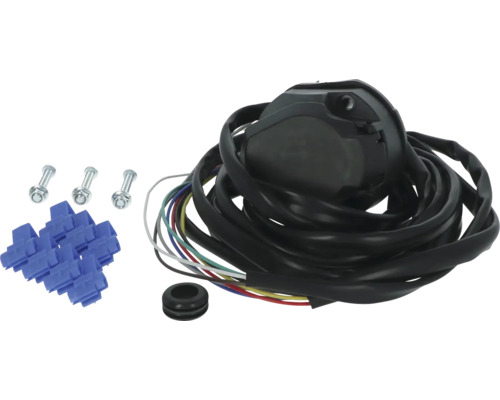 Anhängersteckdose mit Kabel, Schrauben und Kabelschneider