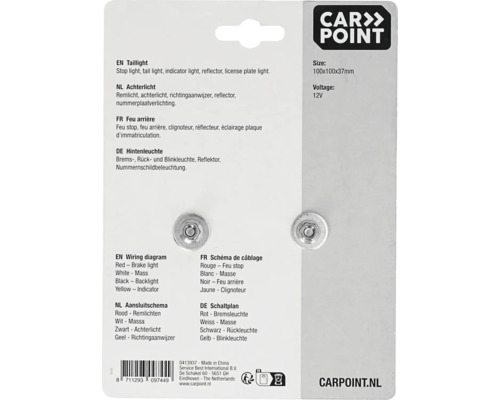 Carpoint Rückleuchte mit Bremslicht, Rücklicht, Blinkleuchte, Reflektor und Kennzeichenbeleuchtung