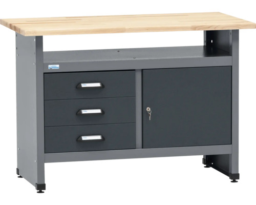 Établi avec trois tiroirs et une armoire avec clé