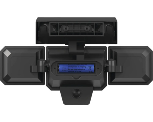 Vue de dessus d''un projecteur de sécurité noir avec batterie