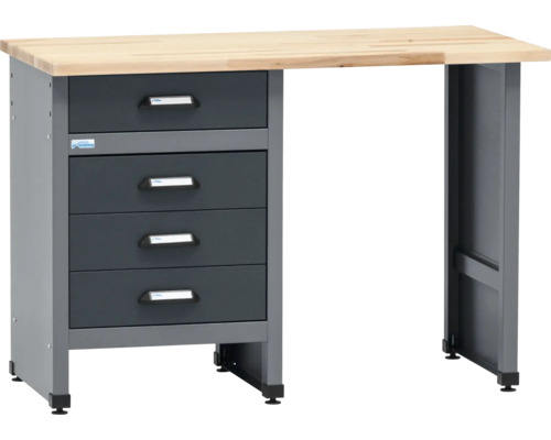 Établi avec quatre tiroirs et plateau en bois