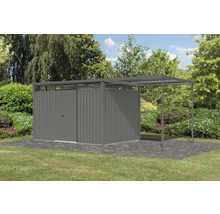 Gartenhaus aus Metall mit Vordach zur Aufbewahrung von Gartengeräten und -möbeln