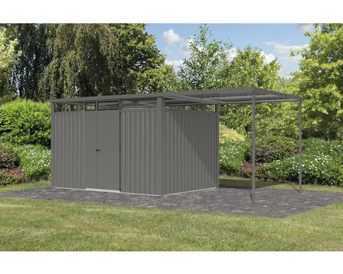 Abri de jardin en métal avec auvent pour ranger les outils et le mobilier de jardin