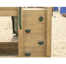 Mur d''escalade en bois avec poignées pour aire de jeux pour enfants