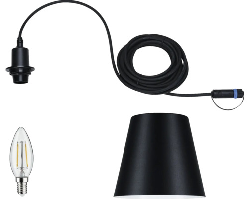 Composants pour luminaire d''extérieur : abat-jour, ampoule, câble d''alimentation et douille