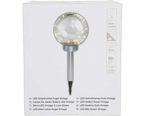 LED Solarleuchte Kugel Vintage
