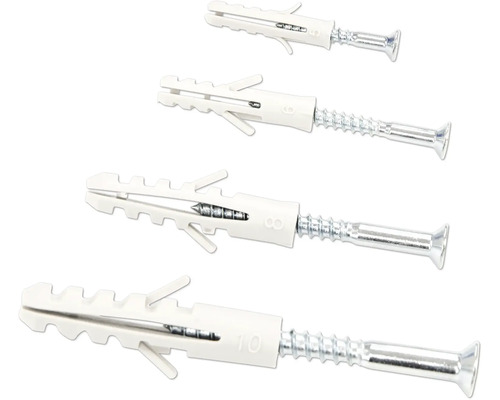 Cheville en plastique avec vis, différentes tailles