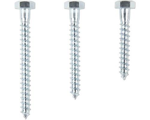 Trois vis à bois avec tête hexagonale