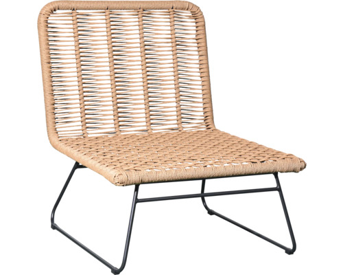 Geflochtener Sessel mit Metallgestell für den Außenbereich