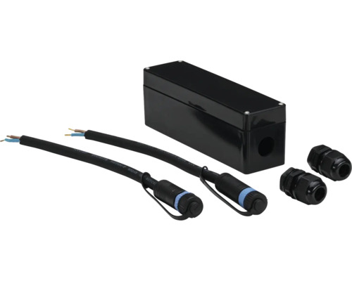 Verteilerdose mit Kabelverschraubungen und Anschlusskabeln