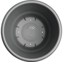Pot de fleurs gris vu de dessus avec le logo Elho