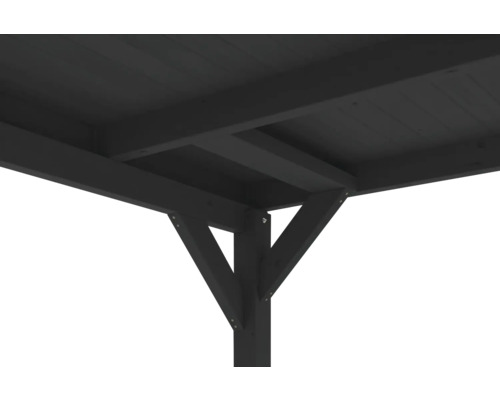 Vue détaillée d''un pavillon en bois avec poutres de support
