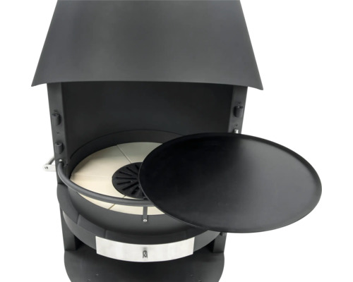 Four à pizza d''extérieur noir avec hotte et pierre à pizza