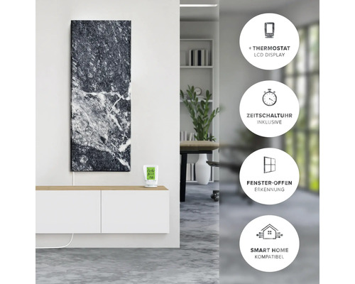 Chauffage infrarouge aspect marbre avec thermostat pour montage mural