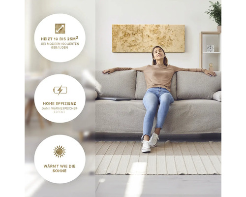 Chauffage infrarouge en pierre naturelle Marwona Lymonit Smart 100x40 cm 800 watts avec thermostat WIFI Smart Home