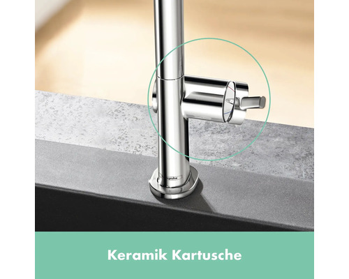 Detailaufnahme einer Armatur mit Keramikkartusche