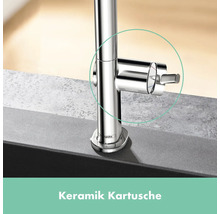 Detailaufnahme einer Küchenarmatur mit Keramikkartusche