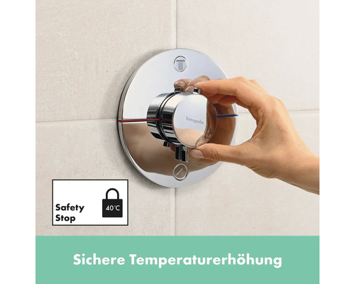 Hansgrohe Thermostatarmatur mit Sicherheitssperre und Handbedienung
