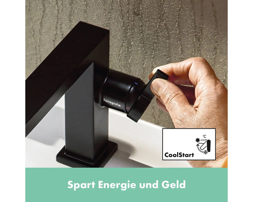 Hansgrohe Logo am Wasserhahn mit CoolStart Funktion