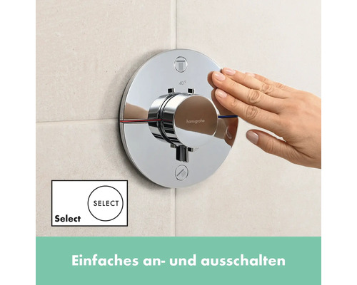 Aufputz-Thermostatarmatur mit Handbedienung im Badezimmer