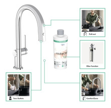 Robinet de cuisine avec douchette extractible, fonction de filtration et bouteille de filtre à eau