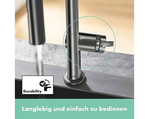 Küchenarmatur Detailaufnahme mit Durability Symbol