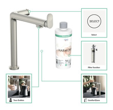Robinet de cuisine avec fonction de filtre, filtre à eau et affichage des fonctions