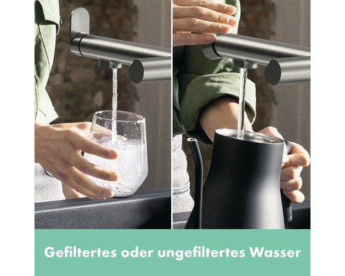 Wasserhahn mit gefiltertem und ungefiltertem Wasser